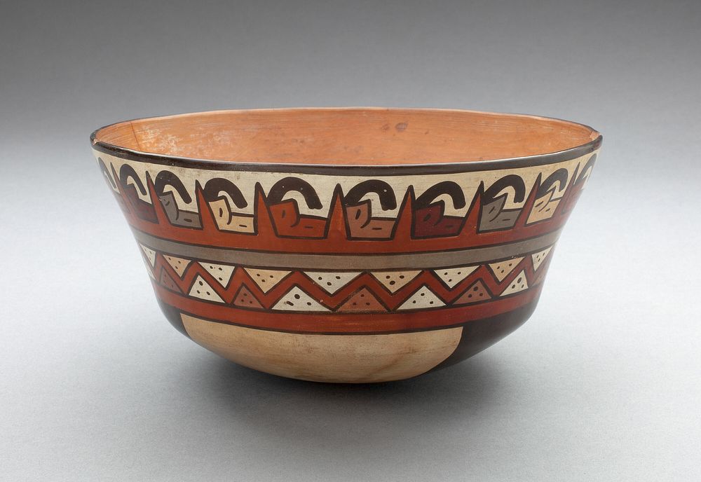 Bowl Depicting Rows Containing Repeated Geometric Motifs by Nazca