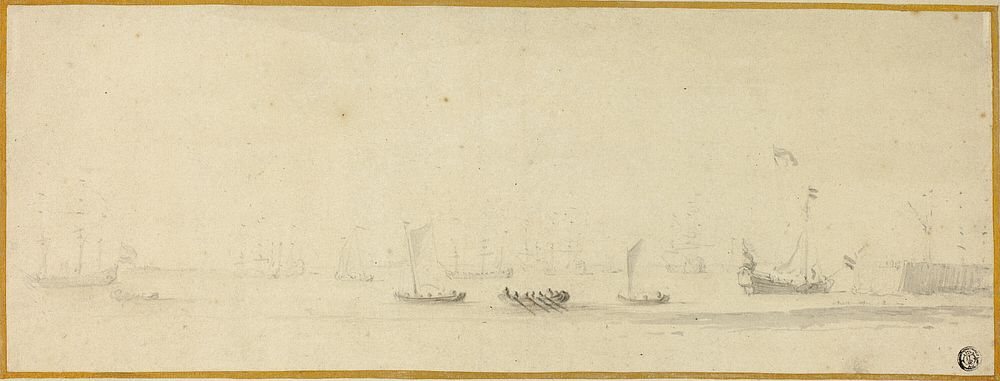 Ships in Full Sail with Small Boats by Willem van de Velde, II