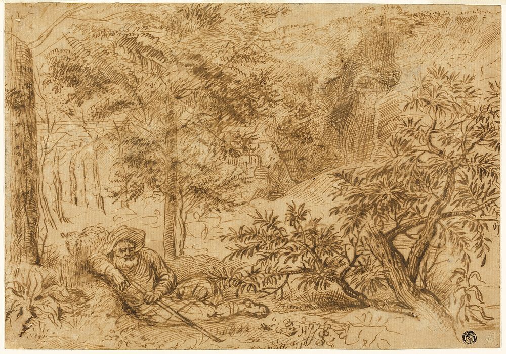 Landscape with Shepherd Sleeping under Tree by Jan Lievens