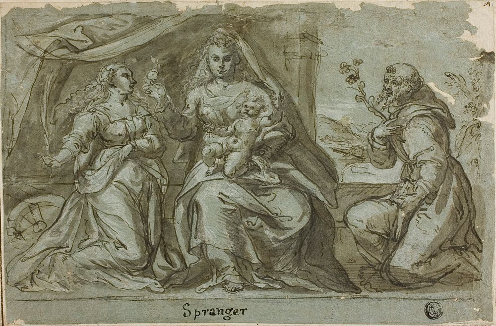 Madonna and Child with Saints Catherine and Dominic by Bartholomaeus Spranger