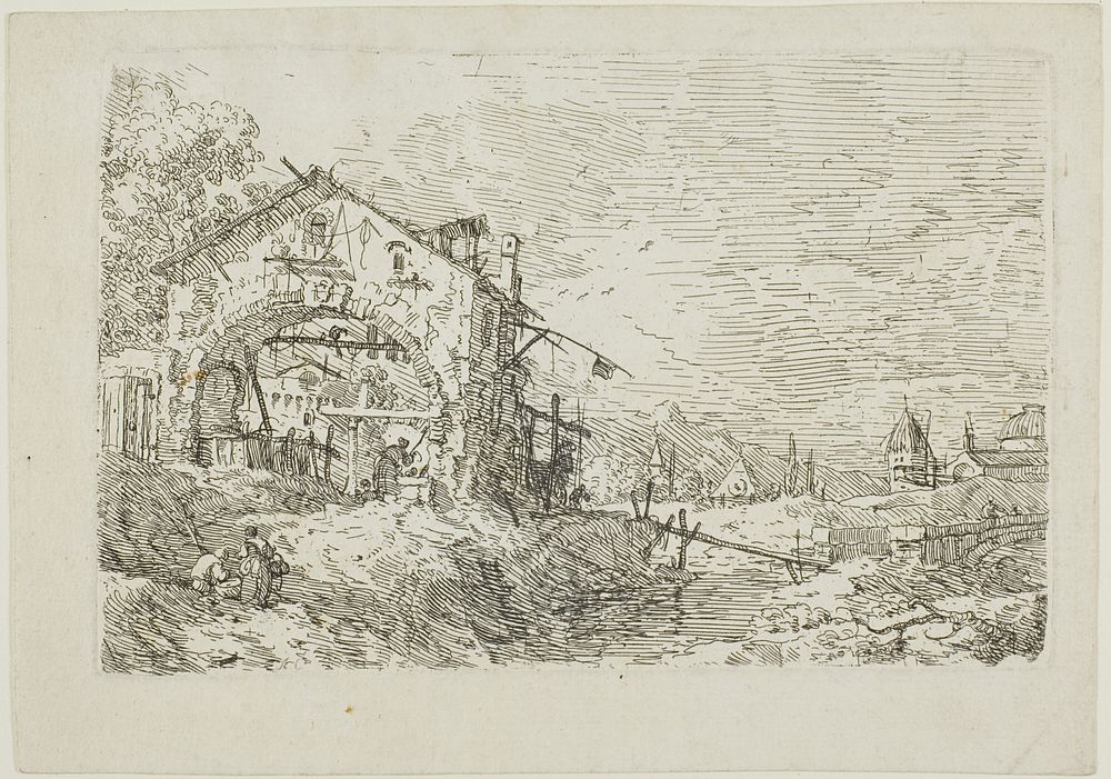 Landscape with a Woman at a Well, from Vedute by Canaletto
