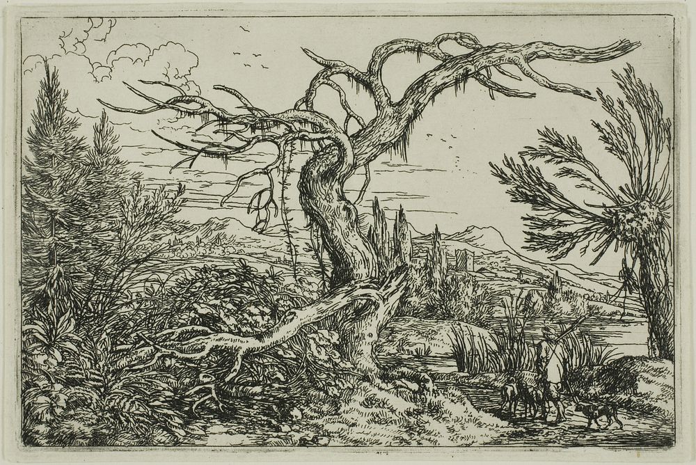 Landscape with Hunter and Three Dogs by Jonas Umbach, the elder