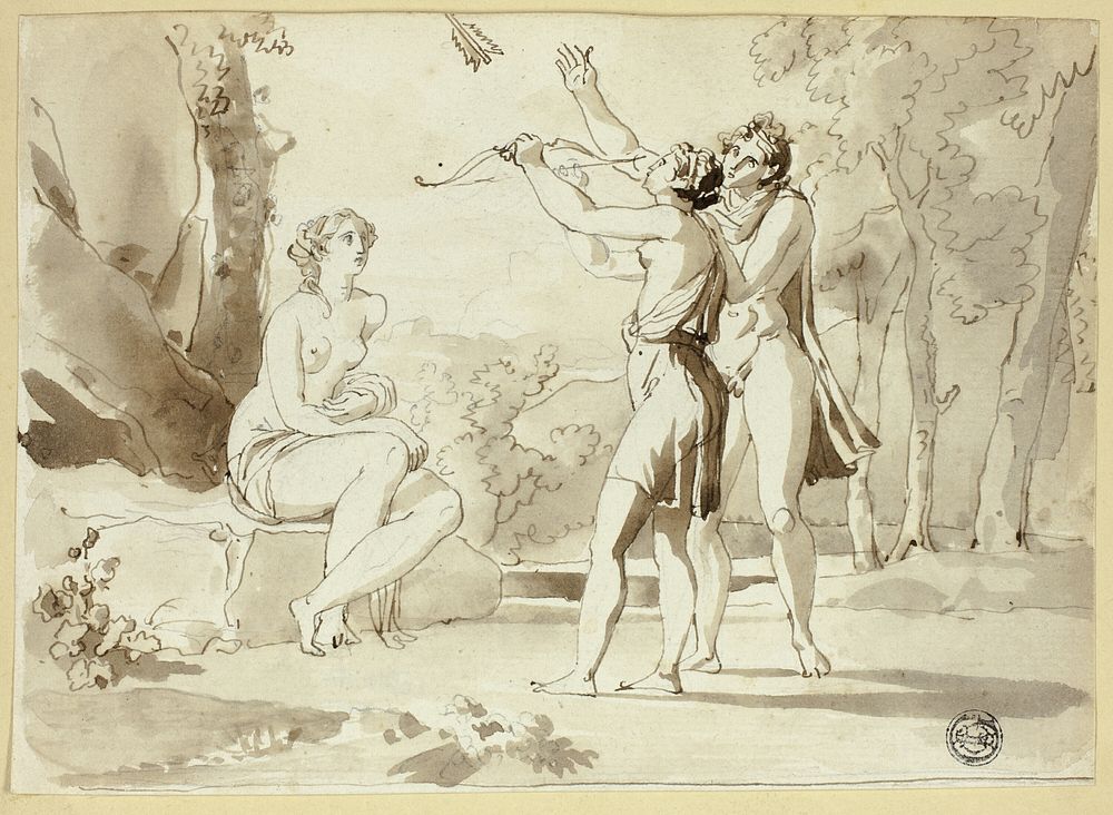 Woman Shooting an Arrow, with Two Companions by Juan Cristobal