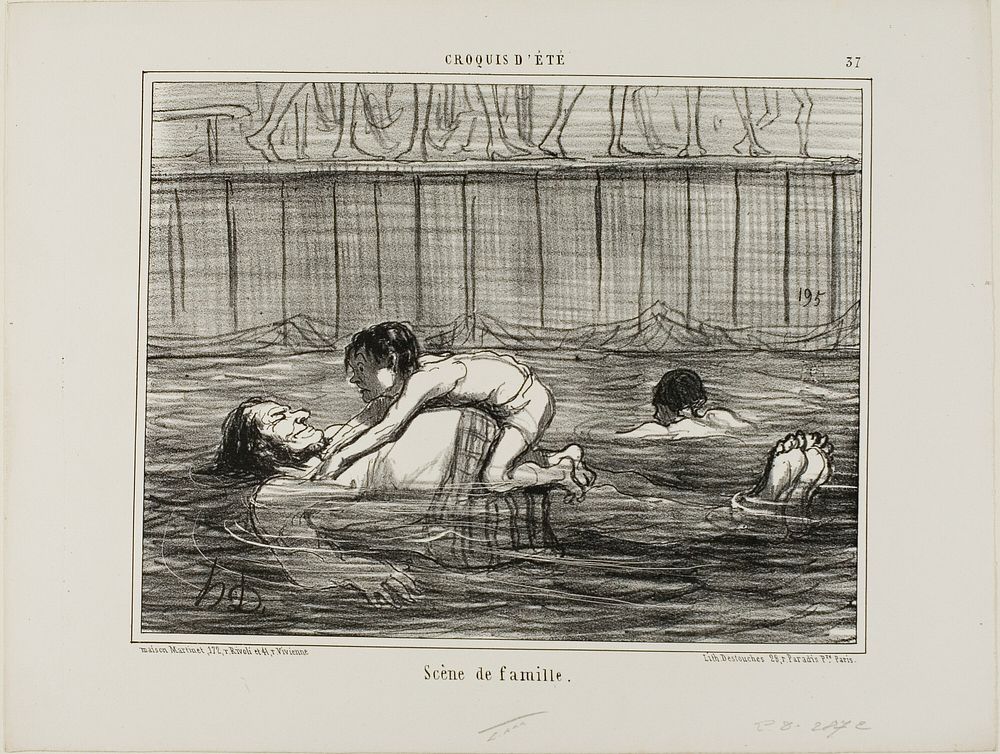 A Family Scene, plate 37 from Croquis D'été by Honoré-Victorin Daumier