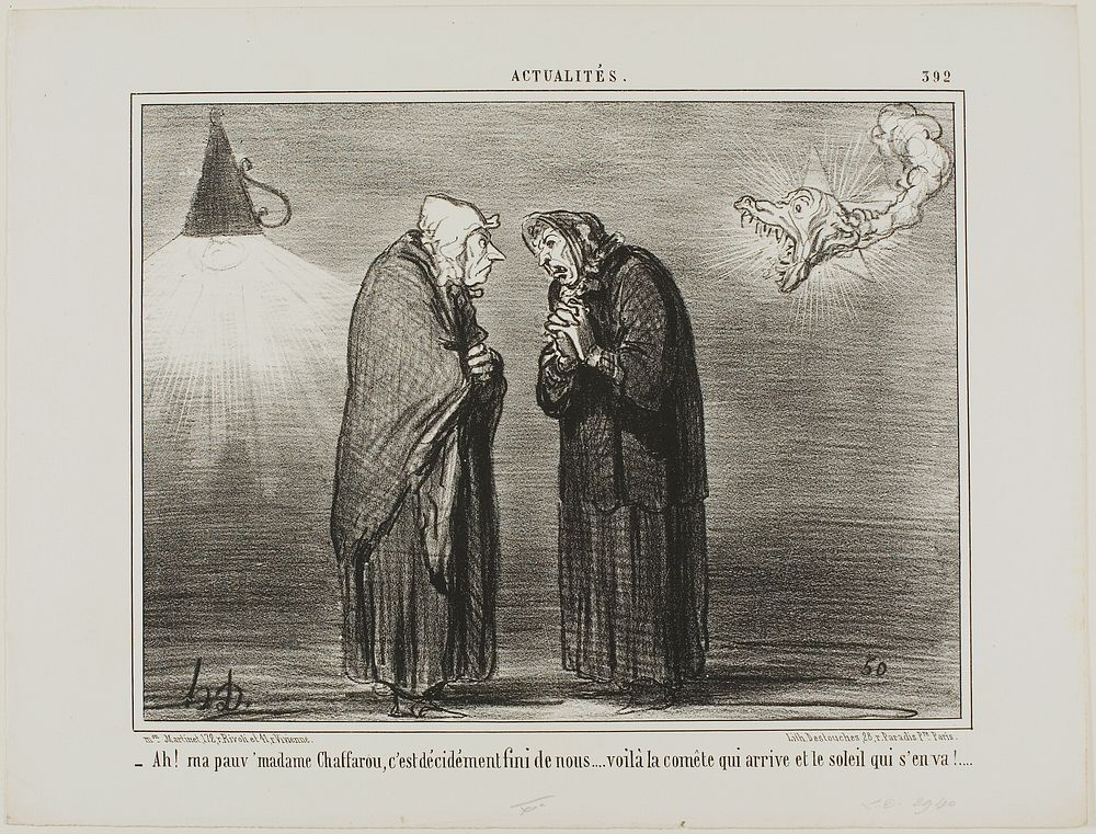 “- Ah, my dear Madame Chaffarou... this surely must be the end... the comet is coming and the sun is going,” plate 392 from…