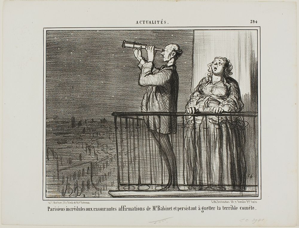 The Parisians don't quite trust the assurances of Monsieur Babinet and insist on lying in wait for the comet, plate 394 from…