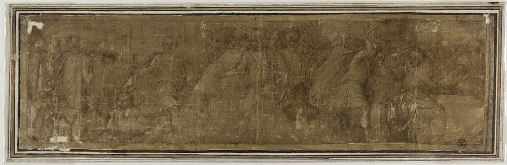 Mucius Scaevola Crossing the Tiber, Intending to Assassinate Porsenna but Killing his Treasurer by Mistake by Polidoro da…