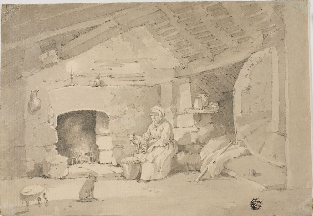 Woman in a Rustic Interior by Style of William Alexander