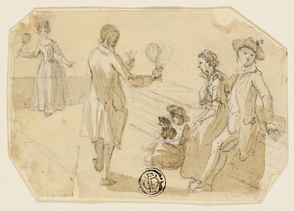 Couple Playing Shuttlecock and Battledore by Paul Sandby