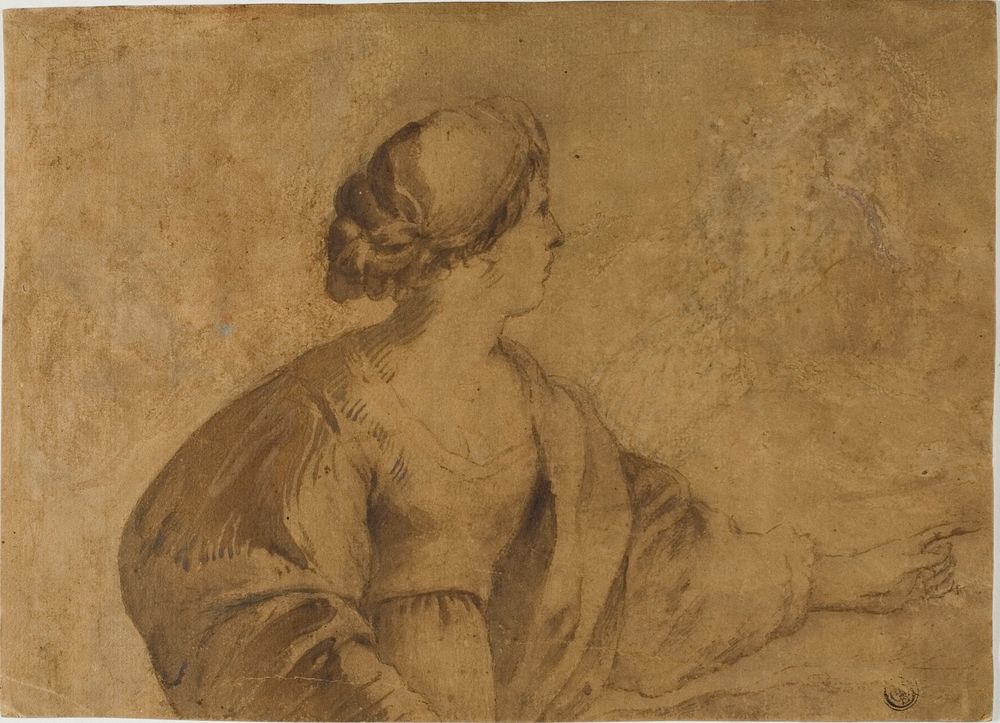 Woman in Profile, Pointing with Left Hand by Guercino