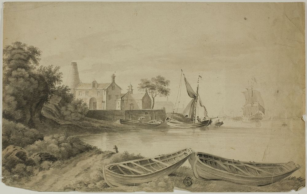 Small Dutch Port with Shipping by Unknown artist