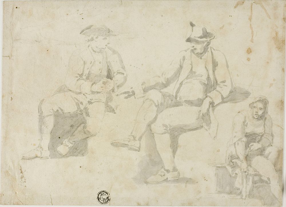Three Sketches of Seated Figures by Unknown artist