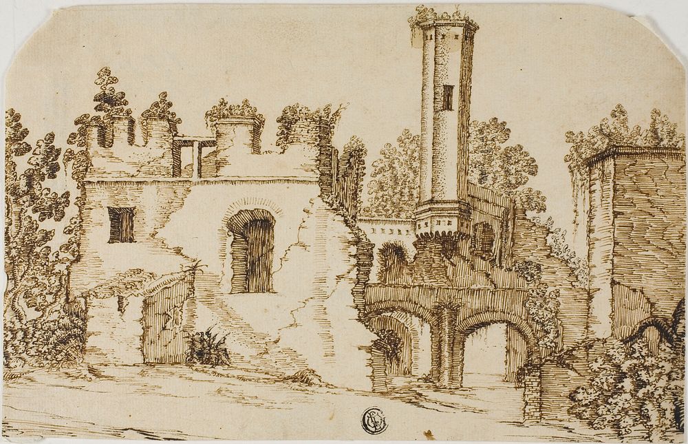 Ruins of Castle by Style of Ercole Bazicaluva