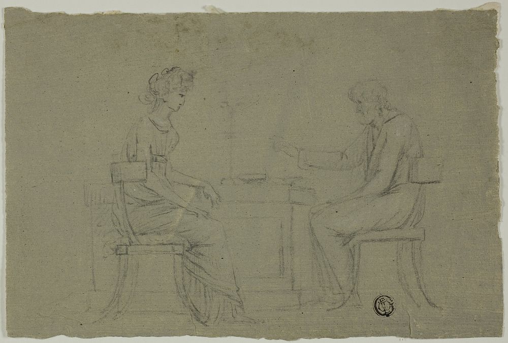 Man and Woman Seated at Table by Unknown artist