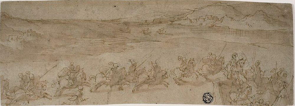 Horsemen on the Shore by Bernardo Castello