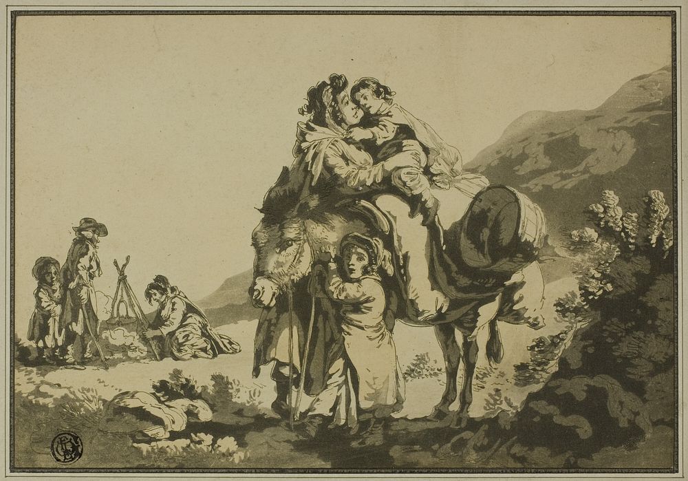 Family of Travelers Resting by Unknown