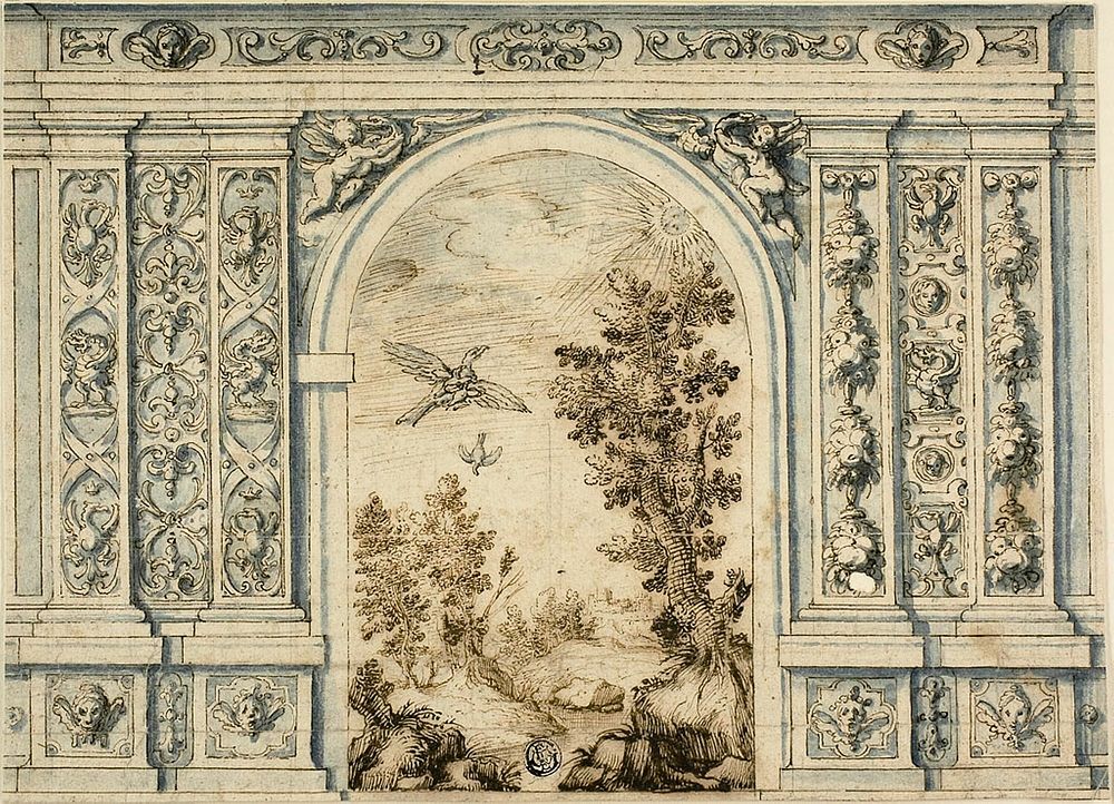 Ornamental Wall with Landscape by Unknown artist