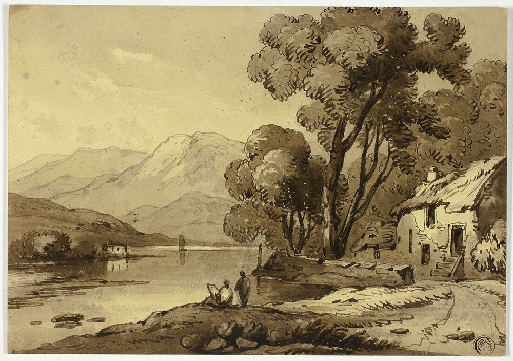 Mountainous Landscape with Artist Sketching in Foreground by James "Drunken" Robertson