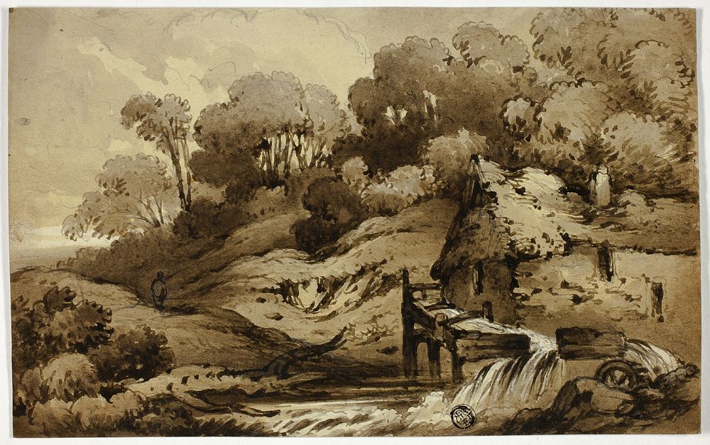 Wooded Landscape with Watermill beside Stream by James "Drunken" Robertson