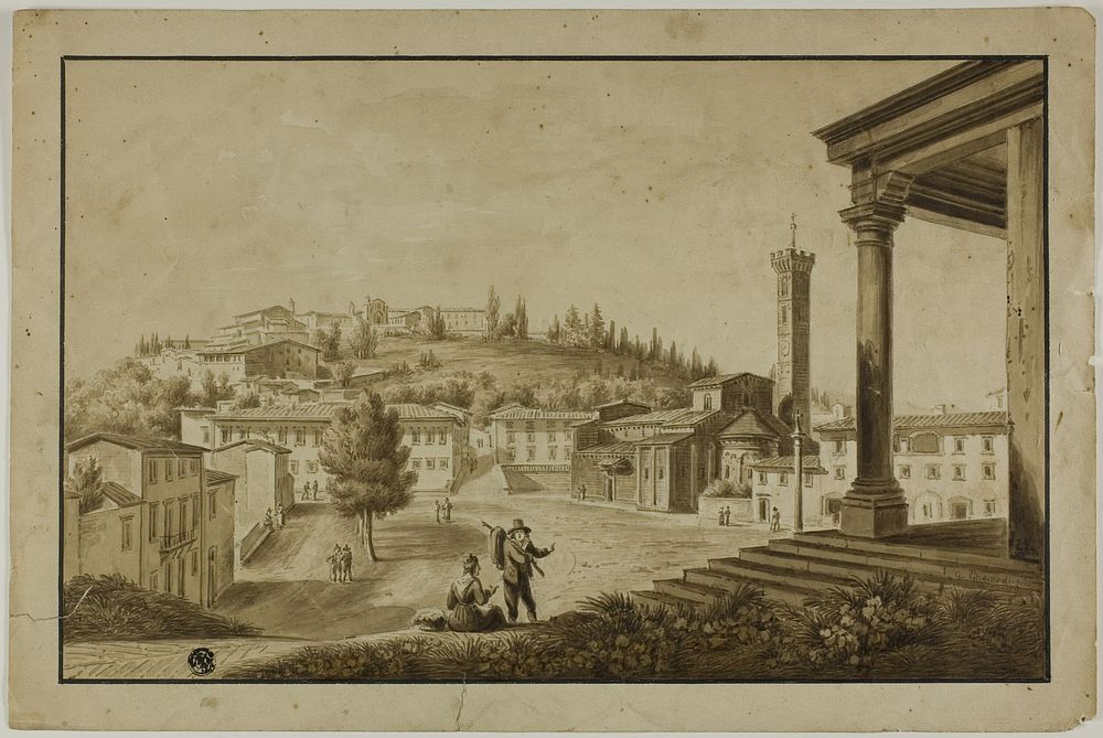 View of Piazza in Fiesole by Giuseppe Gherardi