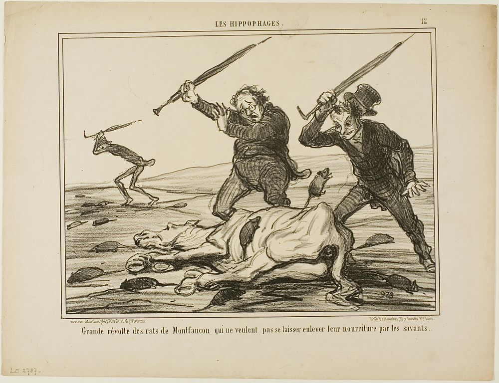 Great revolt of the rats of Montfaucon which don't want their feed to be taken away by scientists, plate 12 from Les…