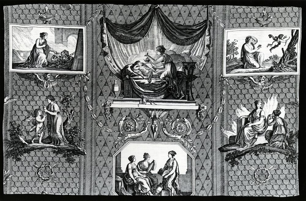 L'Amour et Psyche (Cupid and Psyche) (Furnishing Fabric) by Jean Baptiste Huet (Designer)