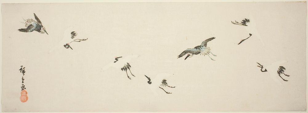 Cranes in flight by Utagawa Hiroshige