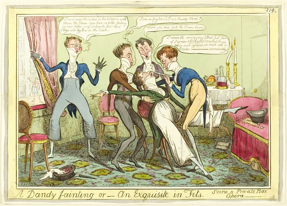 A Dandy Fainting by Isaac Robert Cruikshank