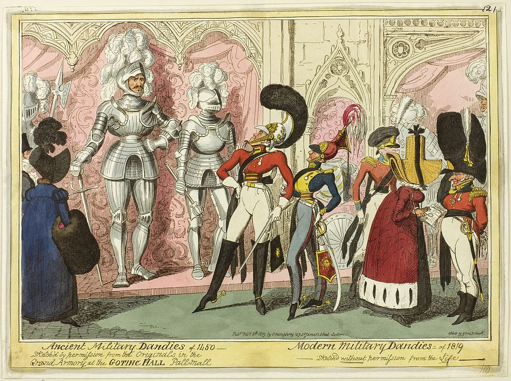 Ancient and Modern Military Dandies of 1450 by George Cruikshank