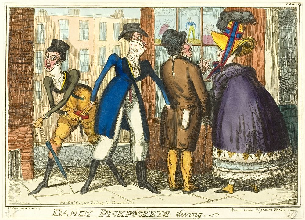 Dandy Pickpockets Diving by Isaac Robert Cruikshank
