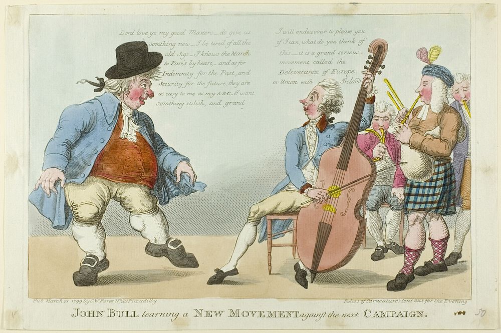 John Bull Learning a New Movement by S. W. Fores (Publisher)
