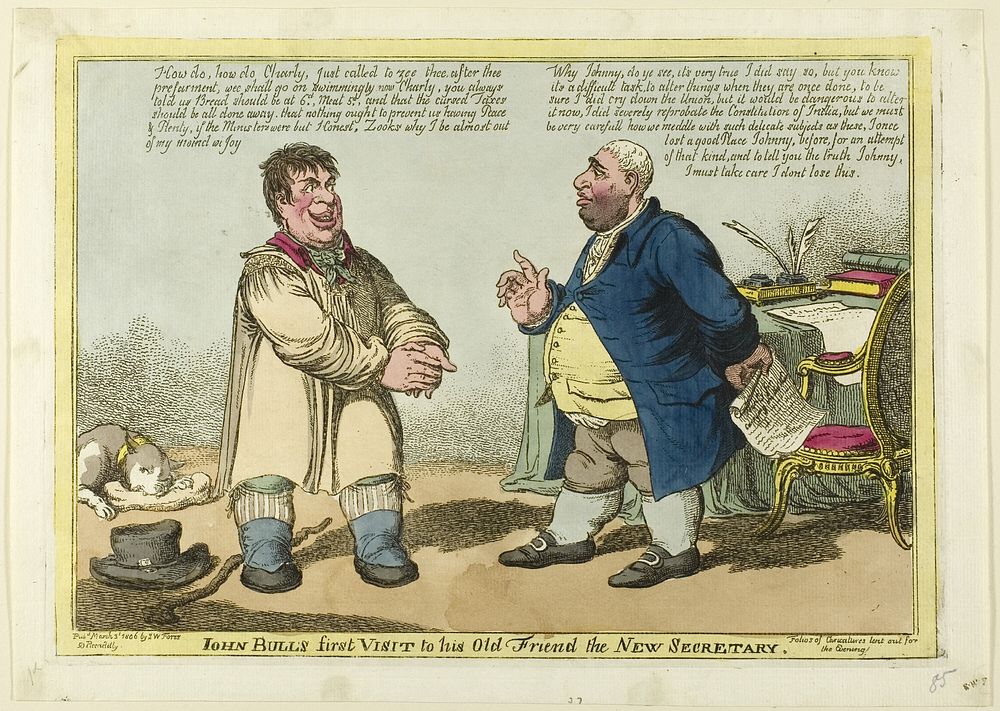 John Bull's First Visit to his Old Friend the New Secretary by Charles Williams