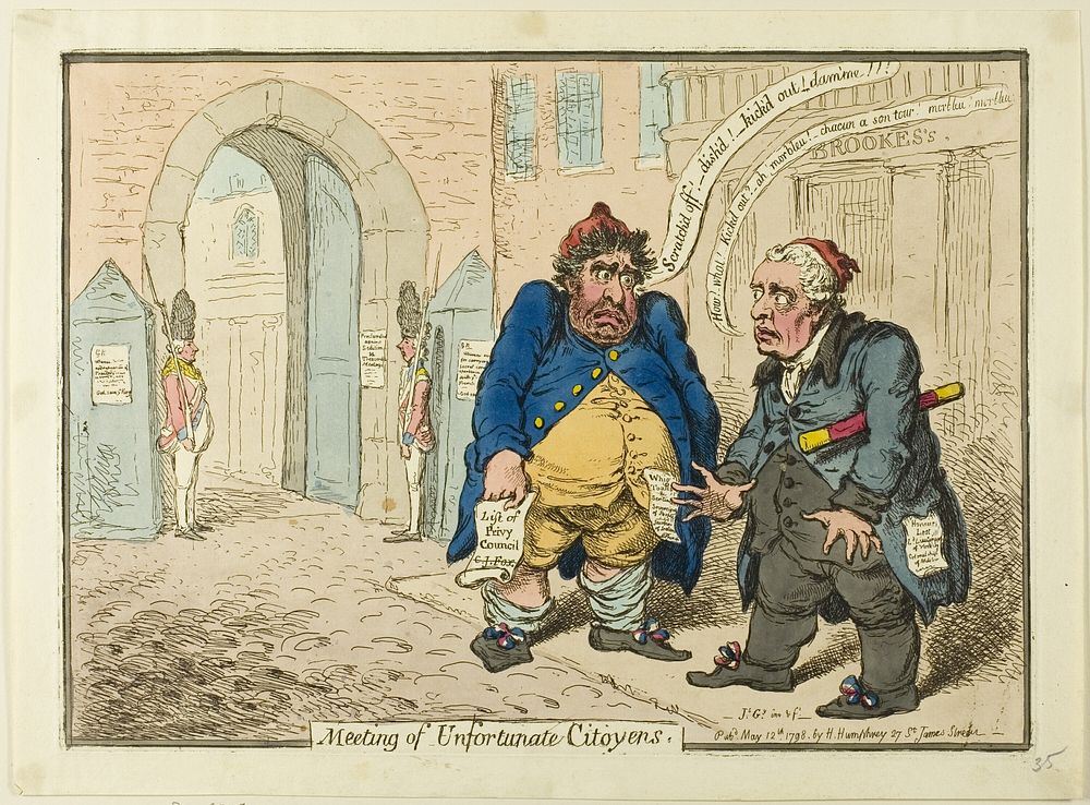 Meeting of Unfortunate Citoyen by James Gillray