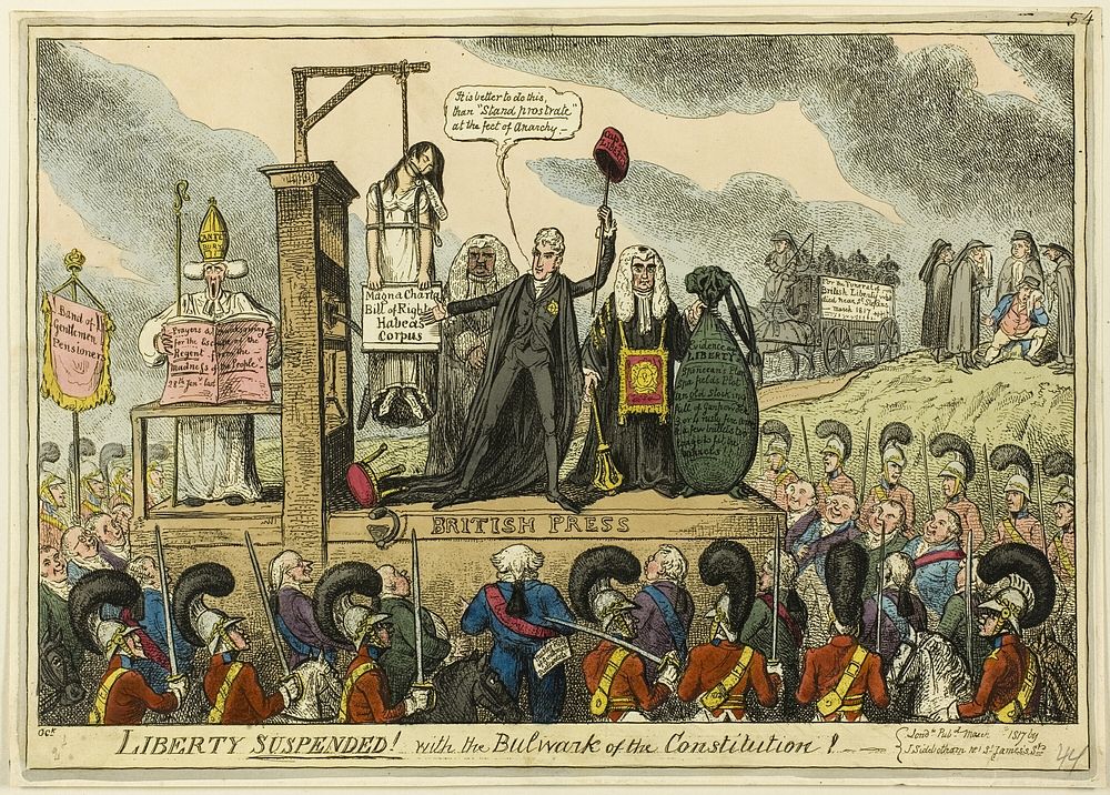 Liberty Suspended! With the Bulwark of the Constitution! by George Cruikshank