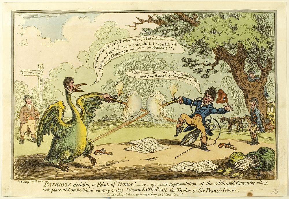 Patriots - Deciding Point of Honor! by James Gillray