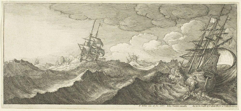 Warship in the Trough of a Wave by Wenceslaus Hollar