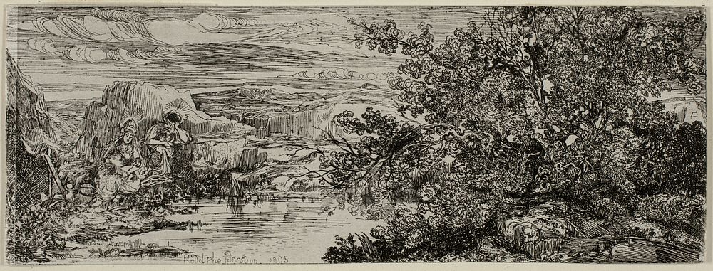 The Holy Family beside a Pool by Rodolphe Bresdin