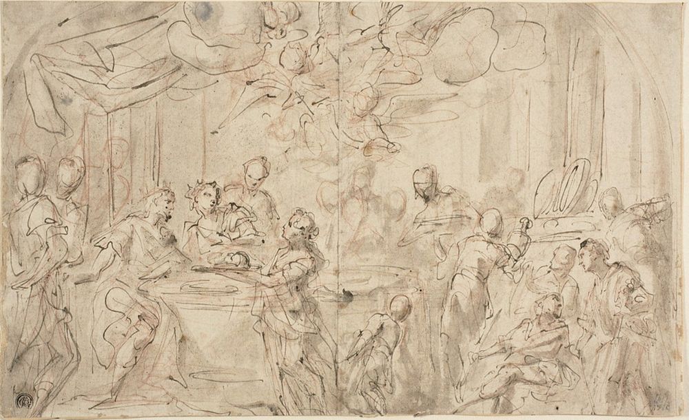 Salome with the Head of Saint John the Baptist Before Herod by Giovanni Antonio Pellegrini
