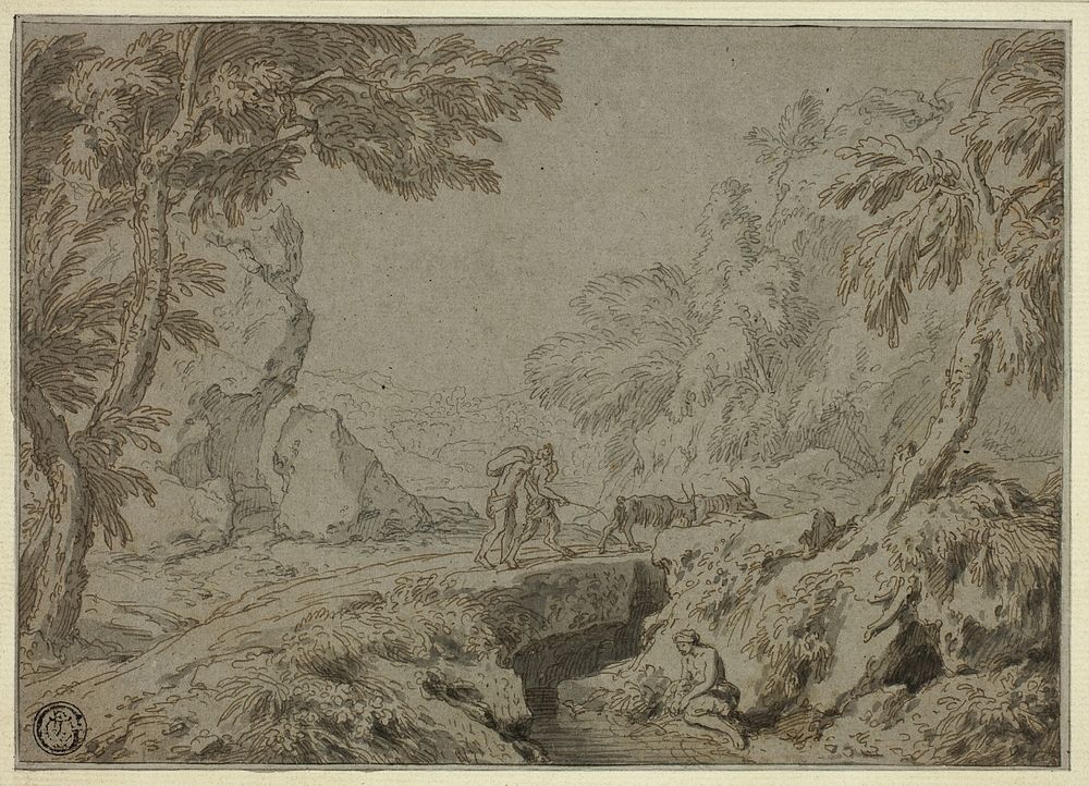 Landscape with Satyr, Goats and Other Figures by Abraham Genoels, II