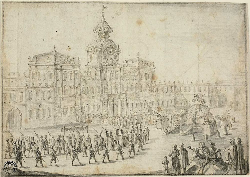 Religious Procession Entering Schloss Mirabell, Salzburg by Israel Silvestre, the younger