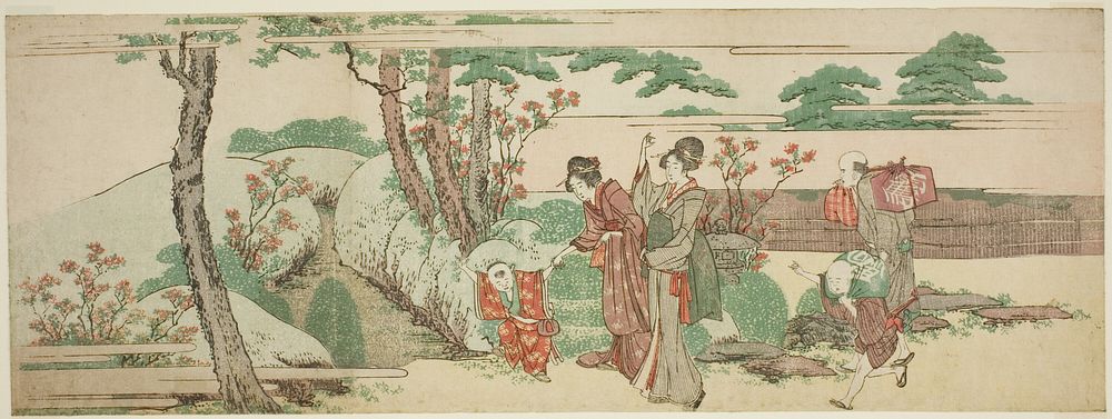 Women and children out for a picnic by Katsushika Hokusai