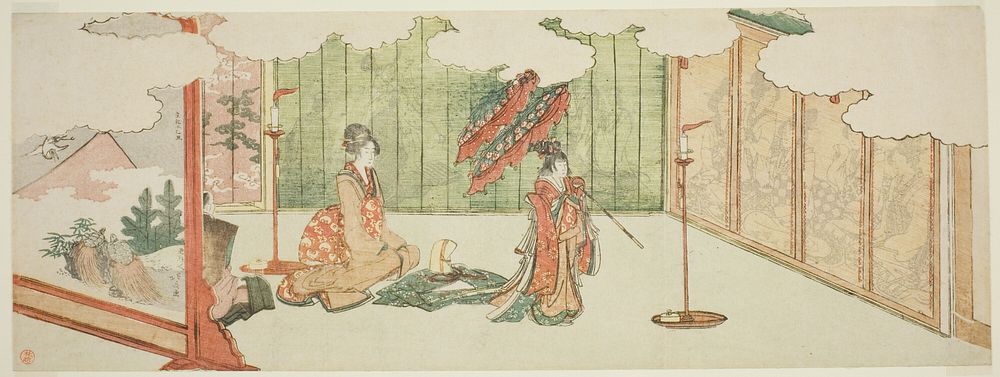 Young girl dancing at nobleman's mansion by Katsushika Hokusai