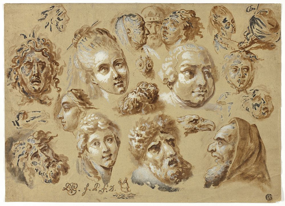 Sketches of Heads by Jean-Demosthene Dugourc