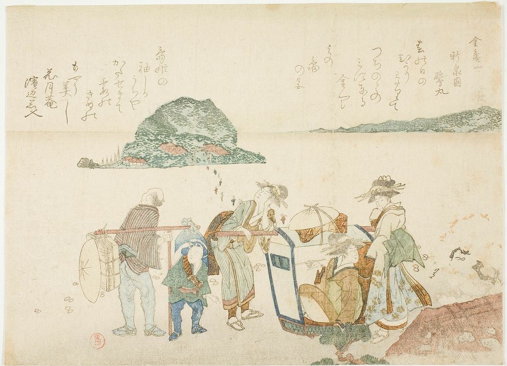 Visitors to Enoshima, from the album "Mountains of the Four Quarters (Yomo no yama)" by Kubo Shunman