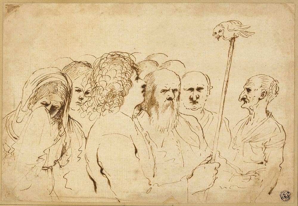 Group of Figures, with Owl on a Pole by Guercino