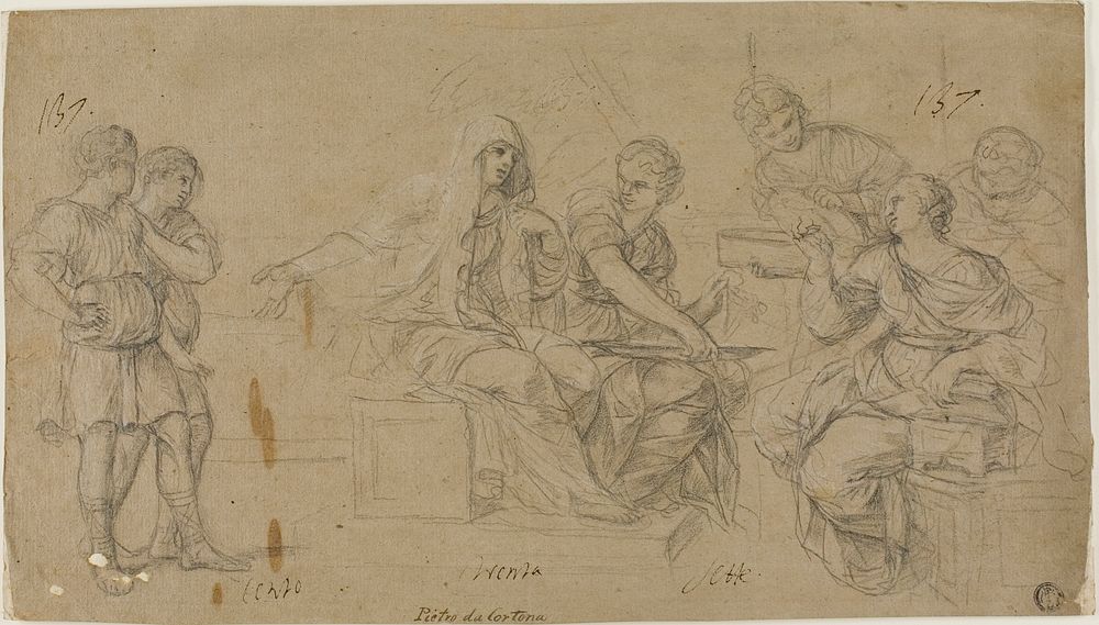 Cornelia Exhibiting Her Two Sons to a Friend by Lieven Mehus