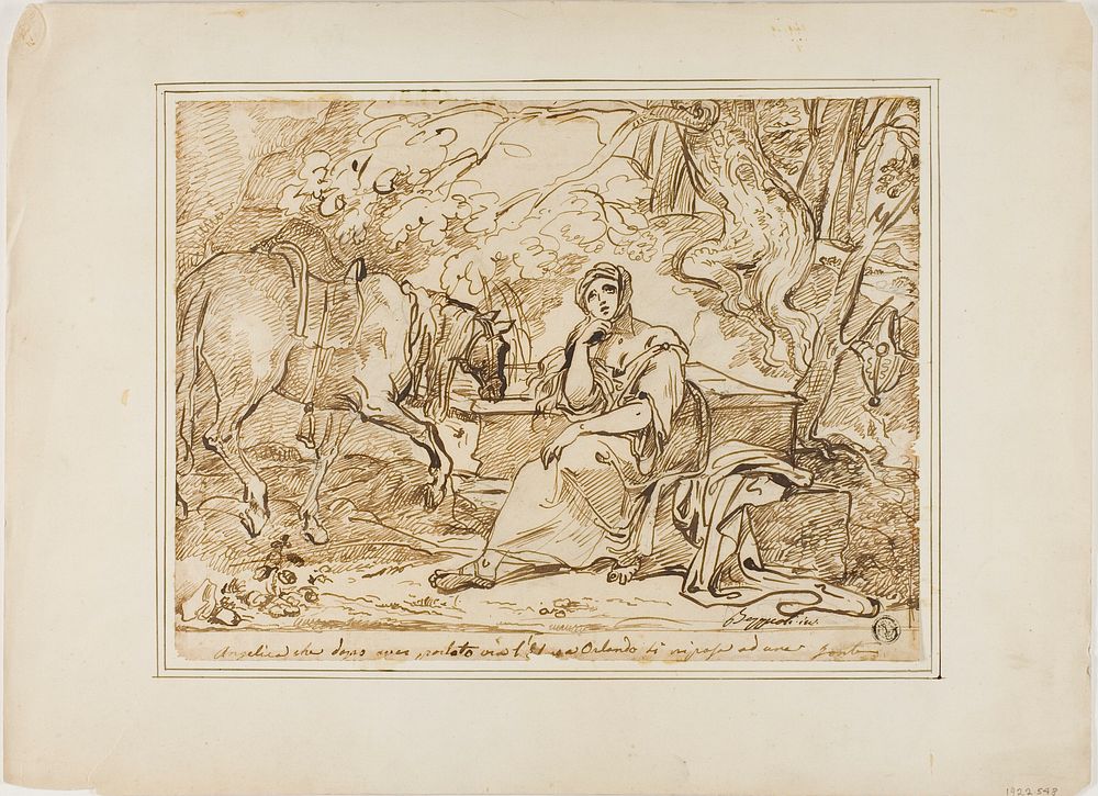 Angelica Resting at a Fountain by Giuseppe Bezzuoli