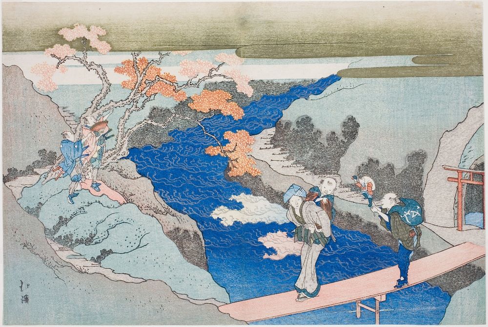 Autumn Maples at Takinogawa River, from the album "The Eternal Waterfall (Tokiwa no taki)" by Totoya Hokkei