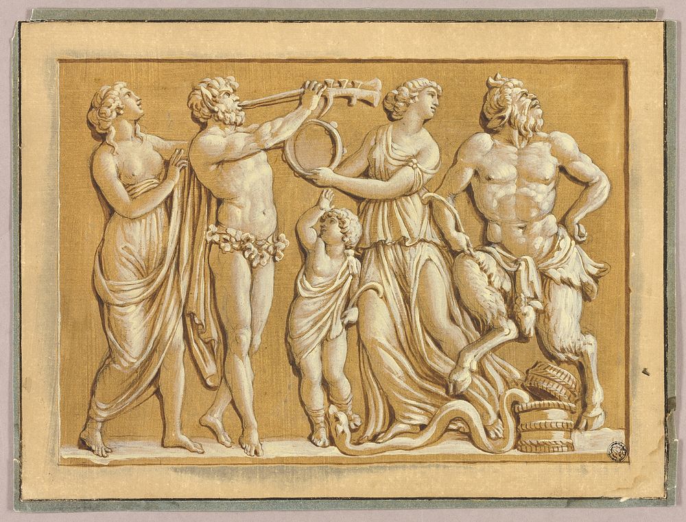 Satyr, Faun and Nymphs by Polidoro da Caravaggio