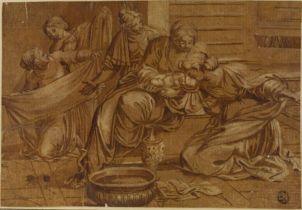 Birth of the Virgin by School of Domenichino